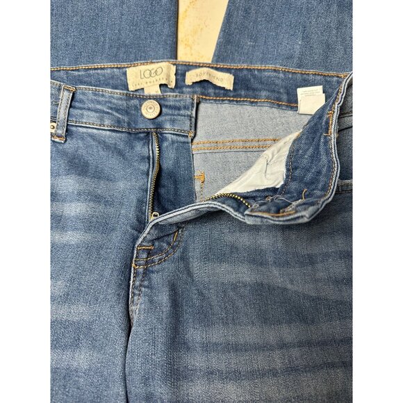Logo Lori Goldstein Jeans Shadow Patch Boyfriend Fit Cropped Sz 10 Stretch Boho - Picture 3 of 9